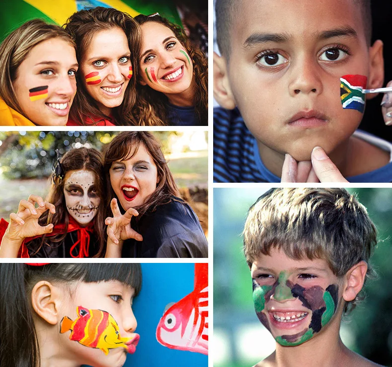 Wholesale Face Paint Stick Flag Painting Kit 3 Colors OEM Custom Color Lighter Body National For Football Fan Game Party