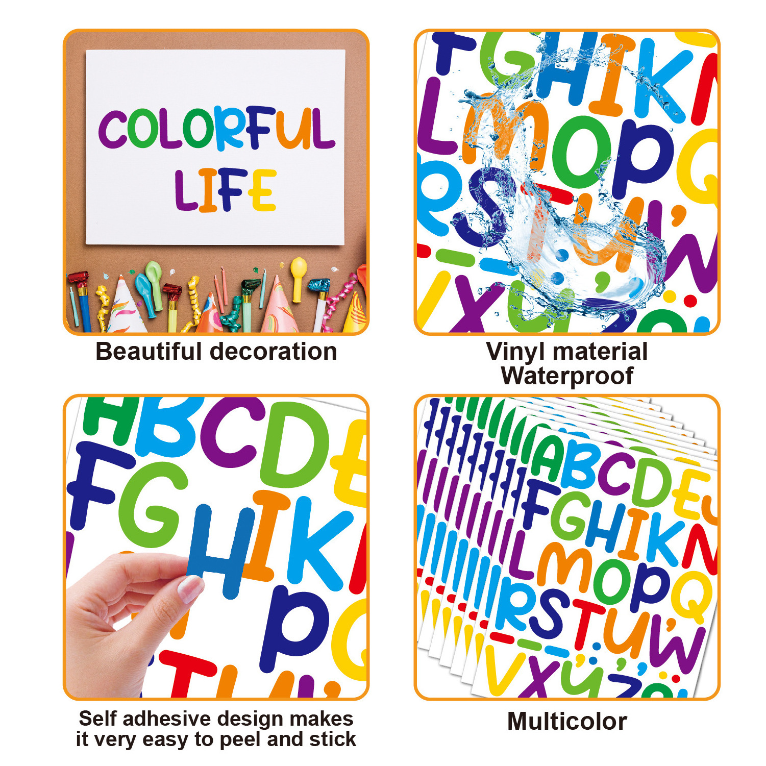 Children's Teaching  2inch DIY Vinyl Adhesive Letter Number Sticker Alphabet Wall Stickers For Decoration