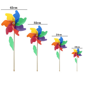 Wholesale Outdoor Rainbow Garden Pinwheel Toy Plastic Sunflower Windmill for Decoration