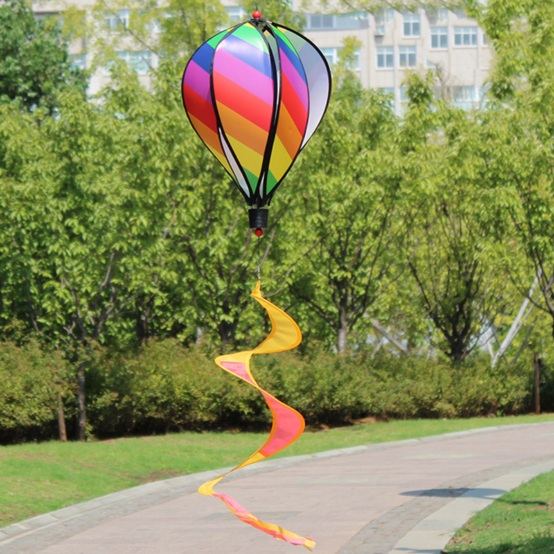 Hot Air Balloons Garden Windmill Wind Spinners Rotating Sequins Windmill Wind Chimes Rainbow For Wind Twister Hanging Decoration