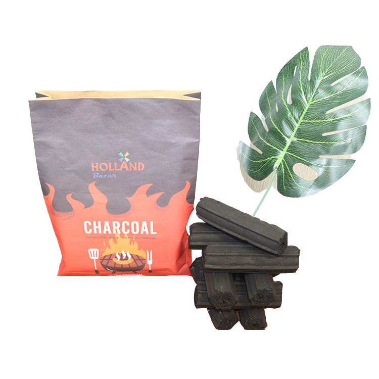 Wholesale machine made briquette charcoal 20cm Packing in kraft paper bags hexagonal mechanism bbq charcoal for  Arab countries