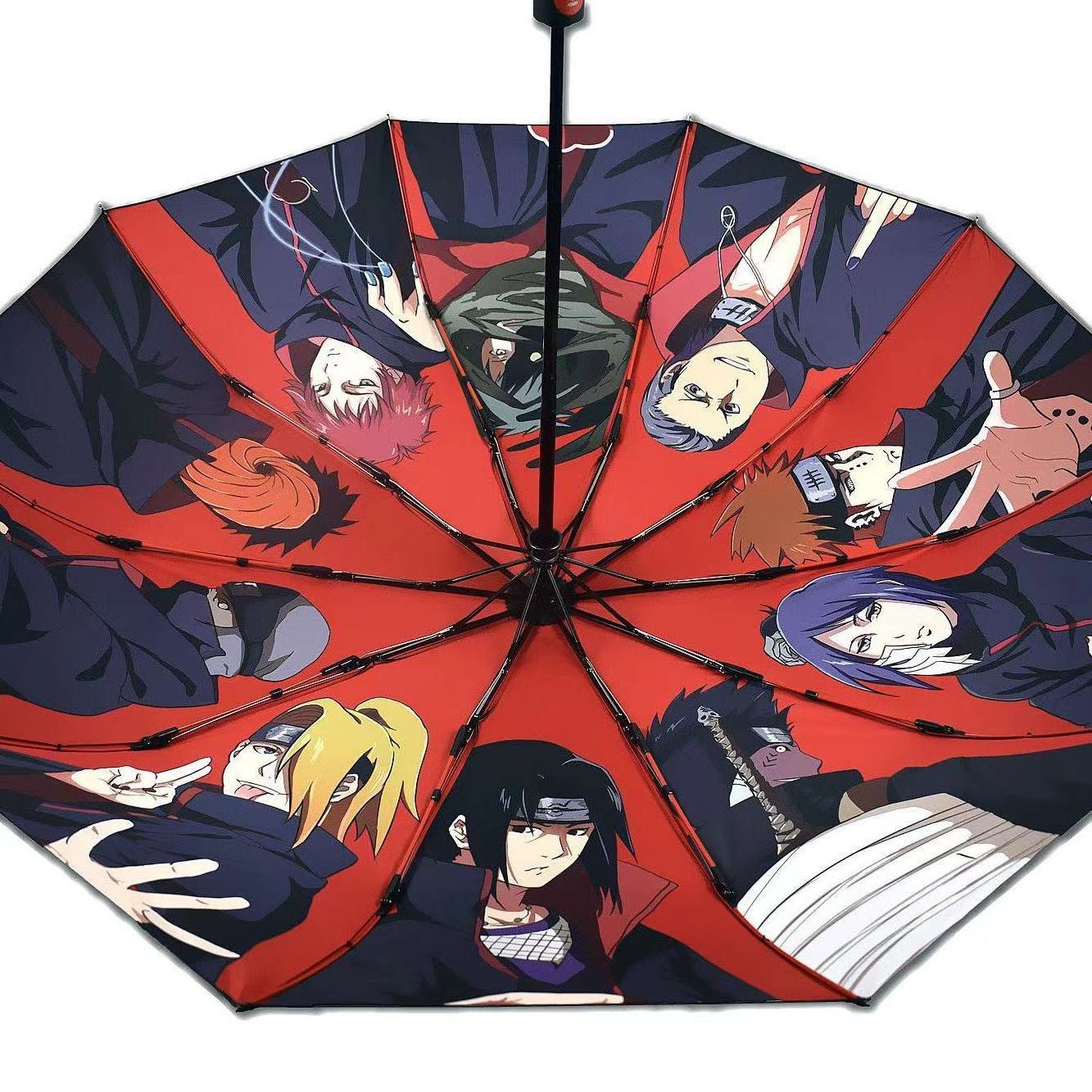 Cartoon Narutos automatic vinyl folding  Xiao Organization large umbrella  thickened anime umbrella umbrella  shade