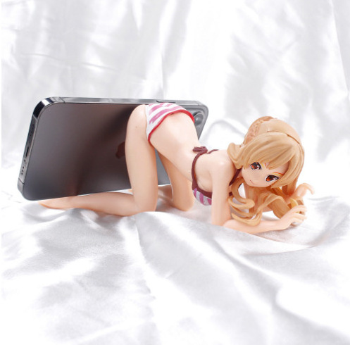 PVC lying pose Asuna mobile phone stand Sword Art Online Yuuki Asuna Plastic Art Cartoon Toy sexy anime action figure