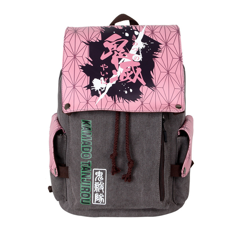 High Quality Demon Slayer Kimetsu No Yaiba Cartoon Canvas Backpack For Student  anime backpack school bags