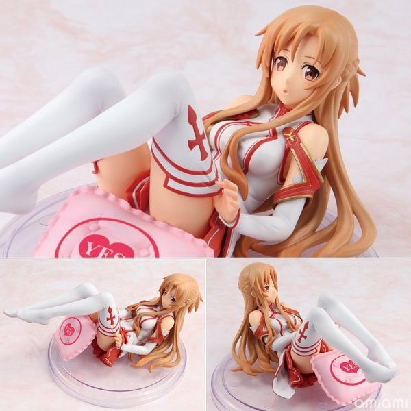 16cm Anime Sword Art Online Yuuki Asuna with Pillow VerSexy Girl PVC Anime Action Figure Model Toys Doll