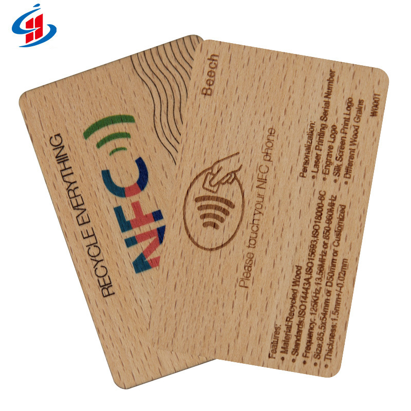 Free Sample Custom Logo Programmable RFID Bamboo Eco-friendly NFC Wooden Business Cards