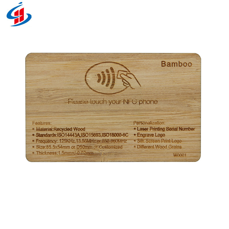 Free Sample Custom Logo Programmable RFID Bamboo Eco-friendly NFC Wooden Business Cards