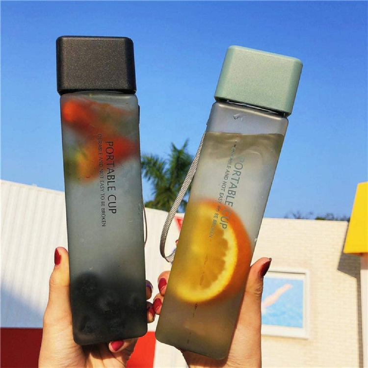 Fruit Tea Coffee Infuser Travel Square Bottle Waters,Bpa Free Transparent Clear Plastic Square Shape Water Bottle Plastic