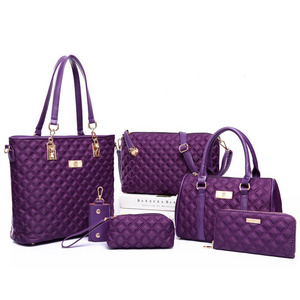 2024 tote bag high quality women 6 pieces handbag purses sets pu leather Metal zipper