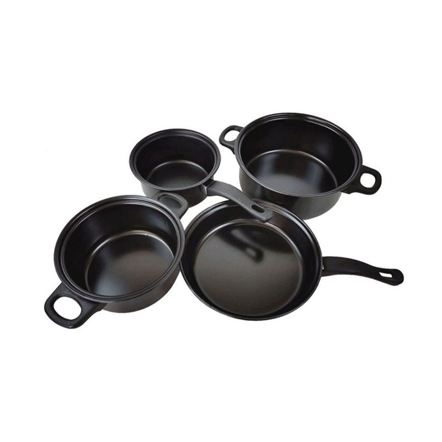 New Design Hotel Kitchen Metal Cast Iron Cookware Bulk Packing Non Stick Cooking Pot Cookware Set With Glass Lid