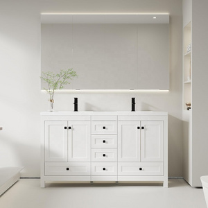 60" Double Resin Sink Bathroom Vanities Painted Surface Freestanding Bathroom cabinet 60 inch Bathroom Vanities Combo Set