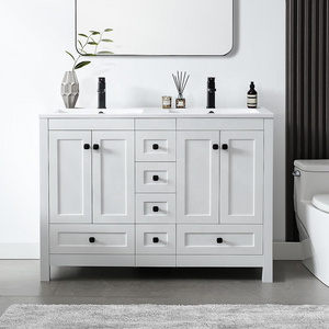 48" White Double Sink Bathroom Vanity Luxury Painted Bathroom Storage Cabinet High Quality MDF Bathroom Vanities