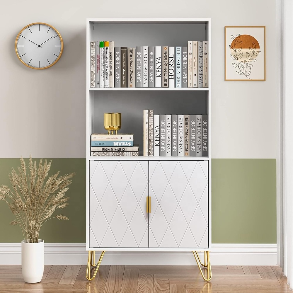 White Bookshelf 3 Tier Storage Wood Shelves Modern Bookcases Living Room Bookcase Home Office