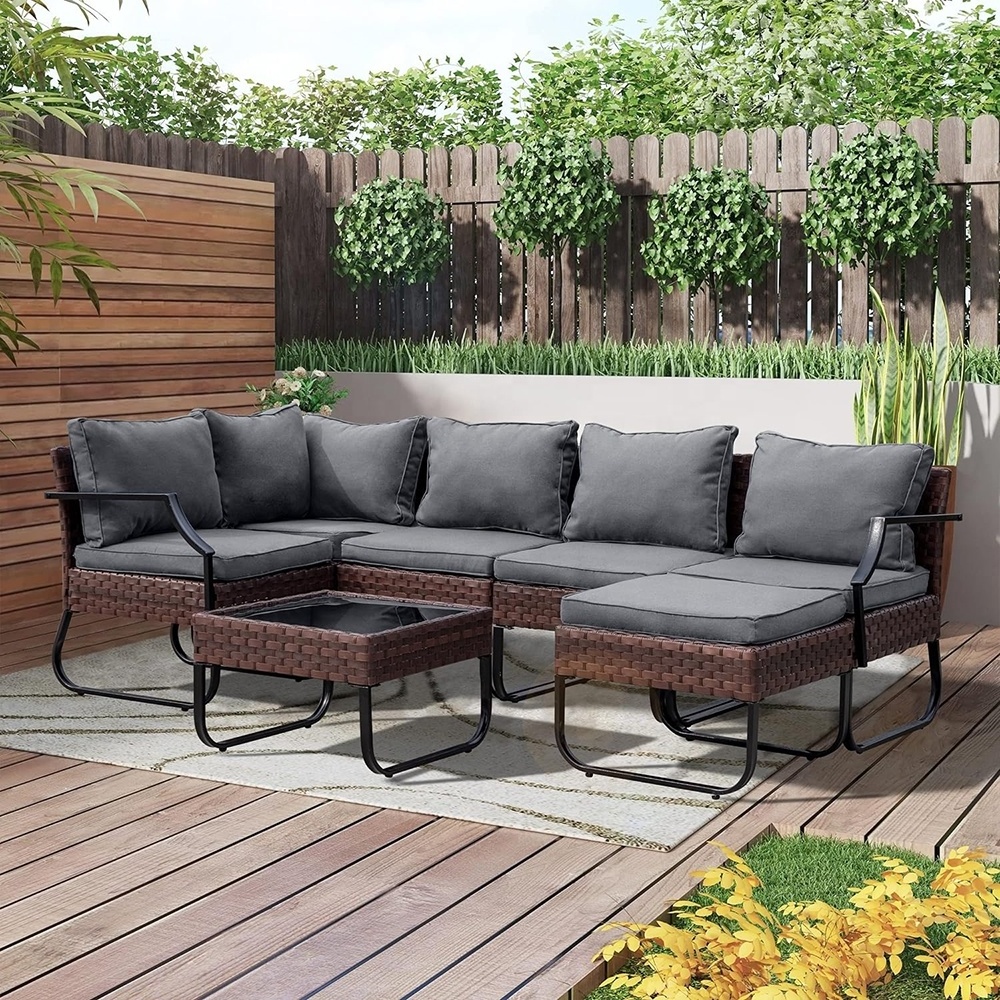 7 PCS Rocking Patio Conversation Set All-Weather Patio Set Outdoor Furniture Anti-Rust Durable Garden Furniture Set