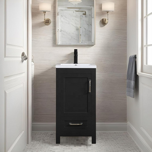 18" Black Small Bathroom Vanity With Sink Freestanding Bathroom Cabinet Storage Painted Small Bathroom Cabinet