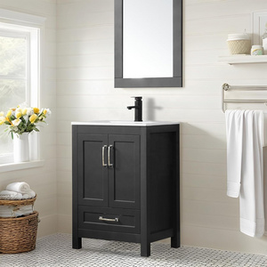 24" Black Painted Freestanding Bathroom Vanities Bathroom Basin Cabinets 24 Inch Bathroom Vanity Modern