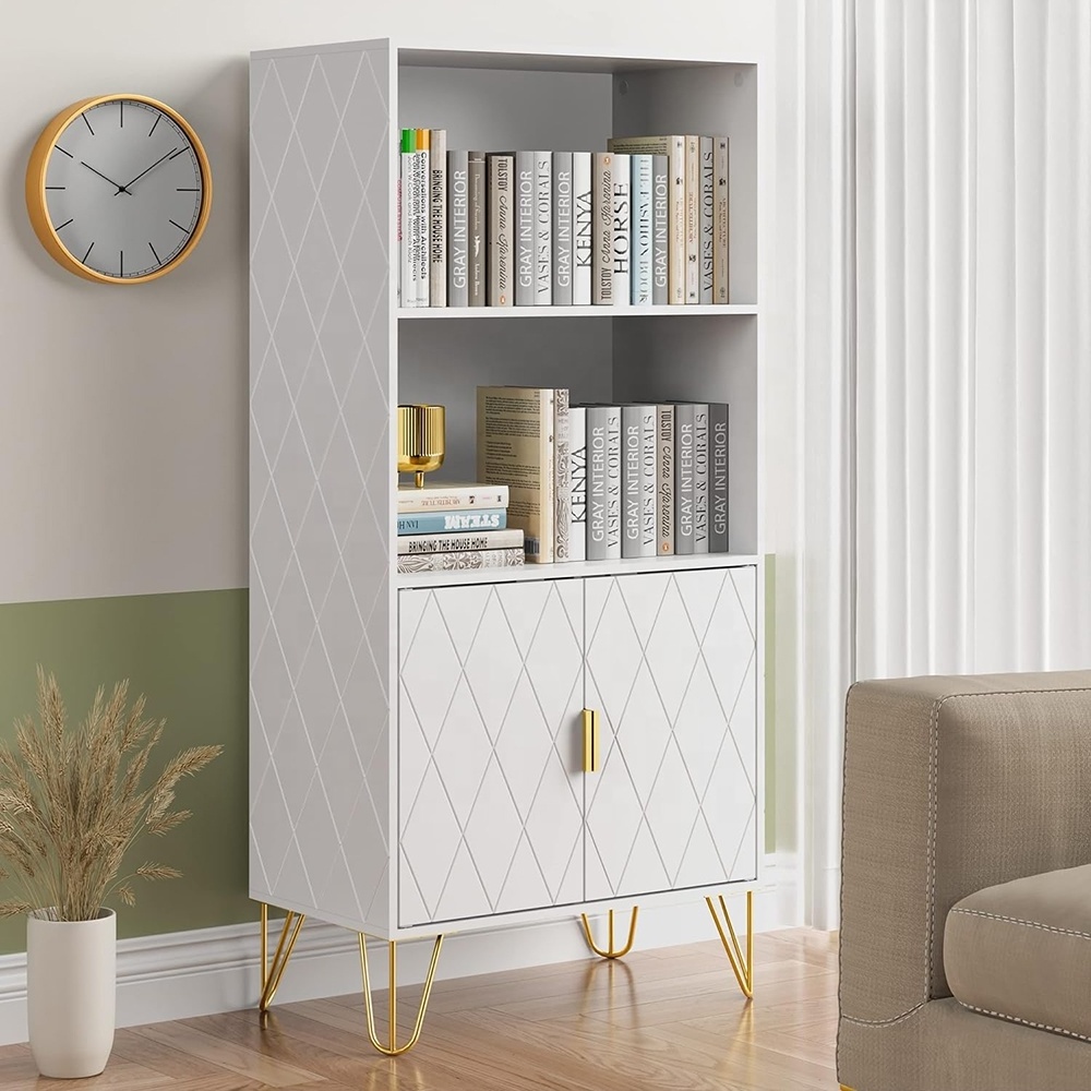 White Bookshelf 3 Tier Storage Wood Shelves Modern Bookcases Living Room Bookcase Home Office