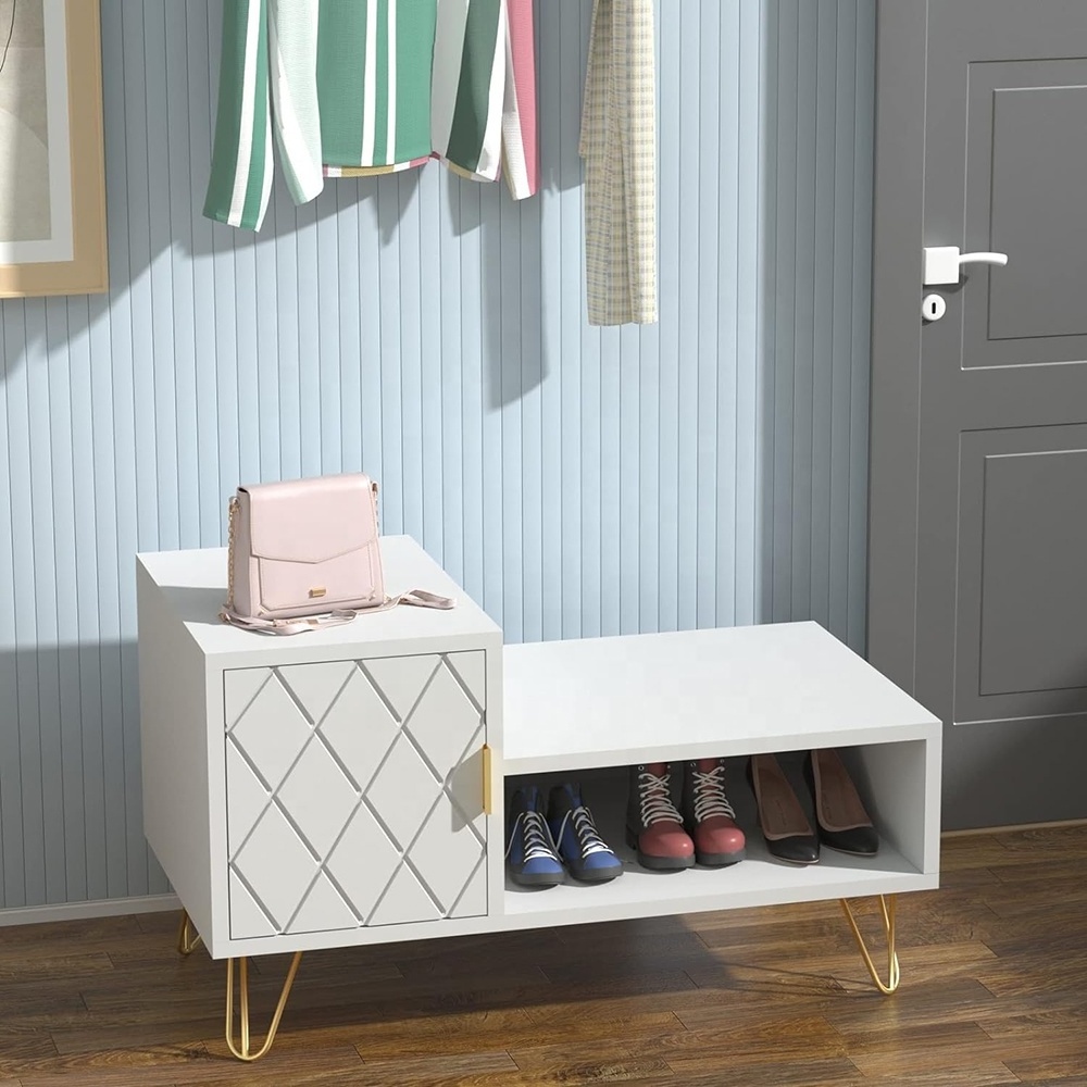 White Shoe Storage Bench Wood Shoe Cabinet With Door Cabinet Hallway Entryway Bench