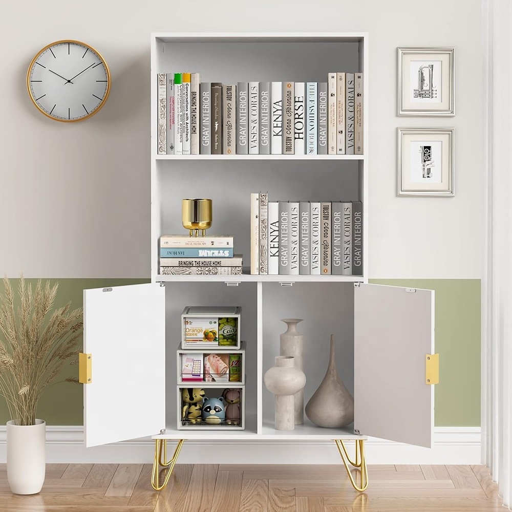 White Bookshelf 3 Tier Storage Wood Shelves Modern Bookcases Living Room Bookcase Home Office