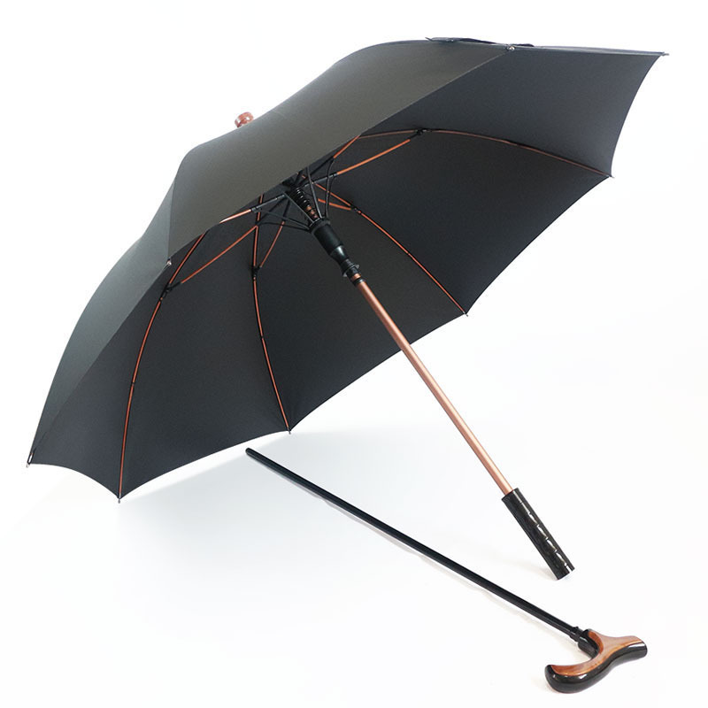 Nuoxin Printed Logo Detachable Long Handle Umbrella Automatic Sunshade Umbrella Anti Slip Mountain Climbing Red Cane Umbrella