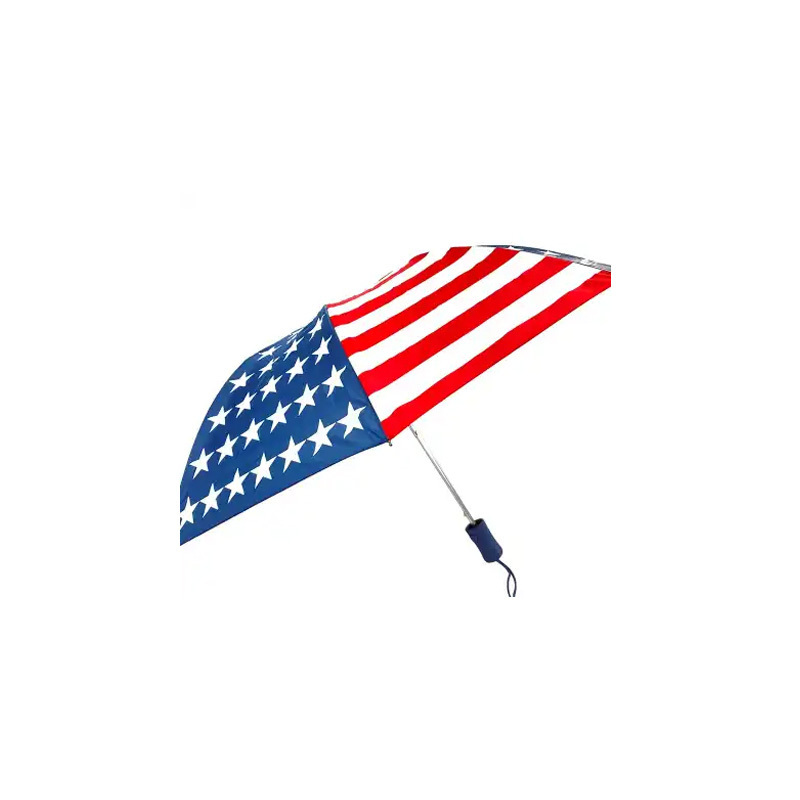 Customized Good Quality 8 Bones Print American Flag Portable Umbrella With Solid Color