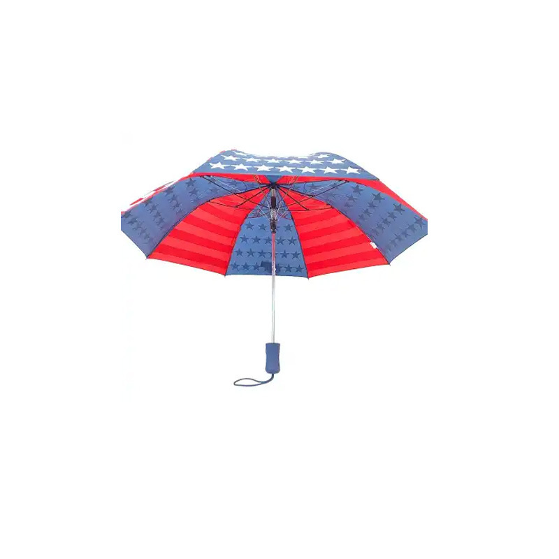 Customized Good Quality 8 Bones Print American Flag Portable Umbrella With Solid Color