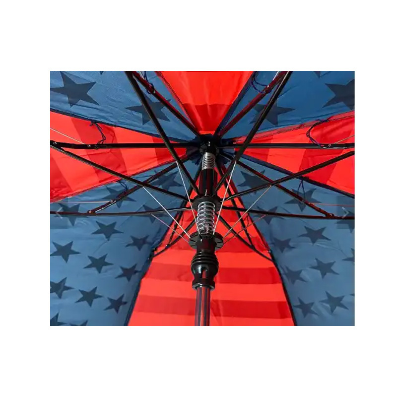 Customized Good Quality 8 Bones Print American Flag Portable Umbrella With Solid Color