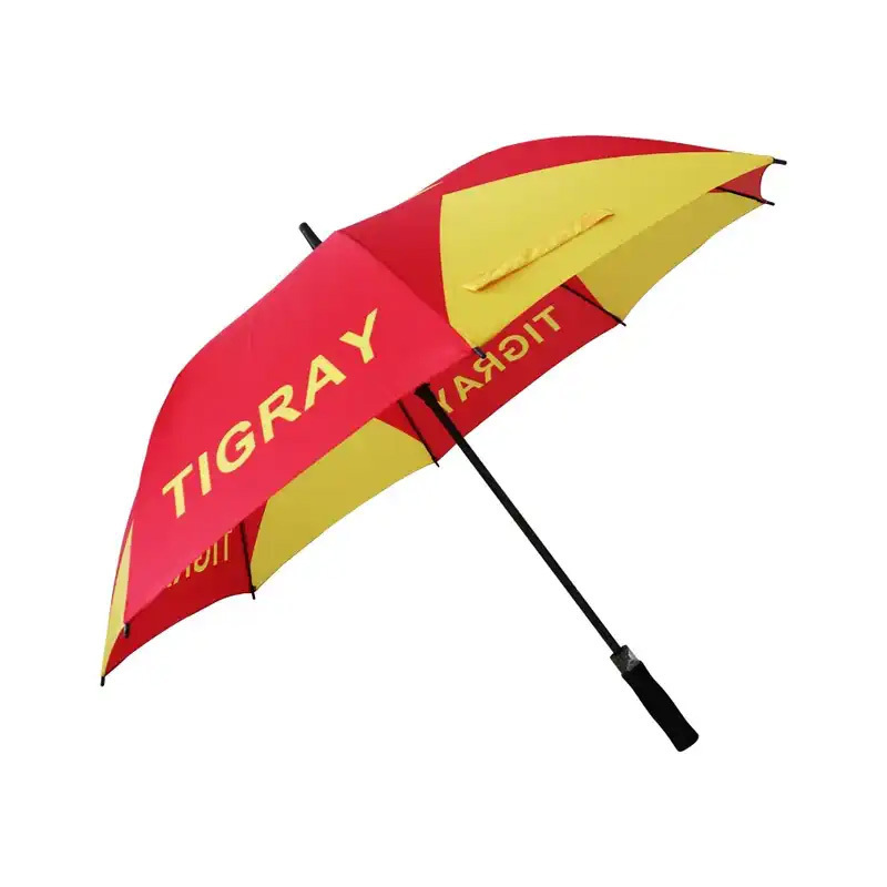 Factory Wholesale Low Price Red Yellow Colors Tigray Flag Golf Automatic Umbrella For The Rain