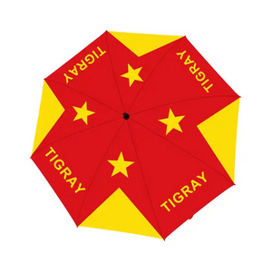 Factory Wholesale Low Price Red Yellow Colors Tigray Flag Golf Automatic Umbrella For The Rain