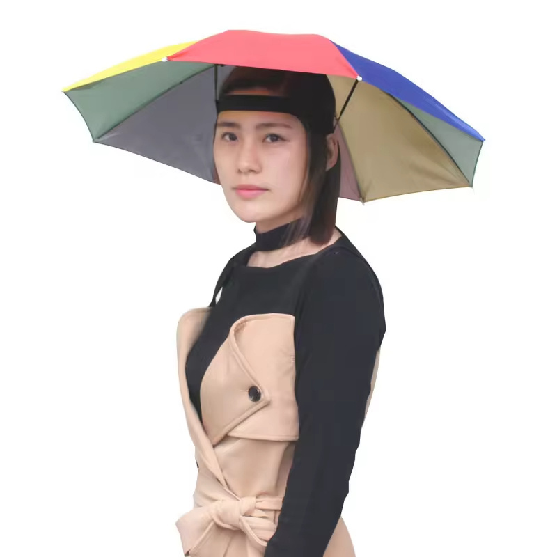 Manufacturing Personalized Beach Mini Foldable Sun Protection Women Head Umbrella Hat Umbrella for the Head