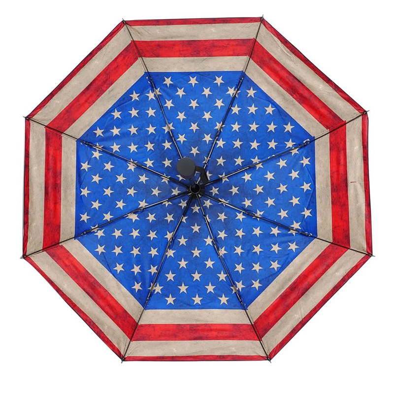 Customized Personal Logo Automatic Open Sun Protection American Flag Umbrella For Promotion Gifts