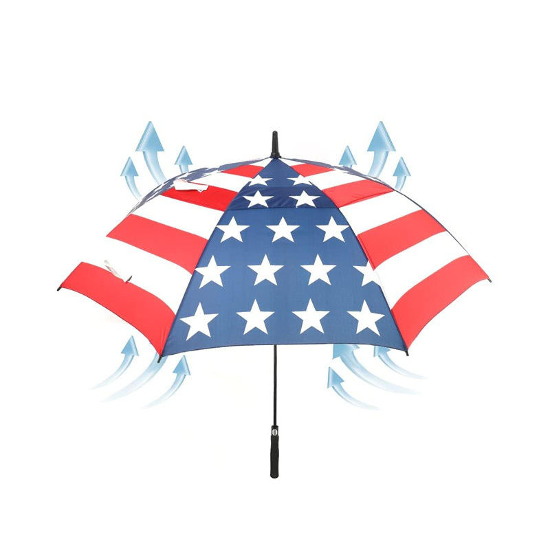 2024 New Design Digital Printing 30 Inches American Country Flag Golf Umbrella For Sun And Rain