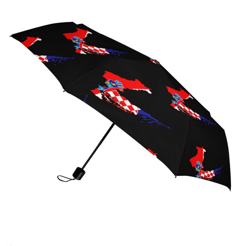 Custom Explosive Models 190T Attack Cloth Croatia Map Flag Printed Windproof Folding Umbrella