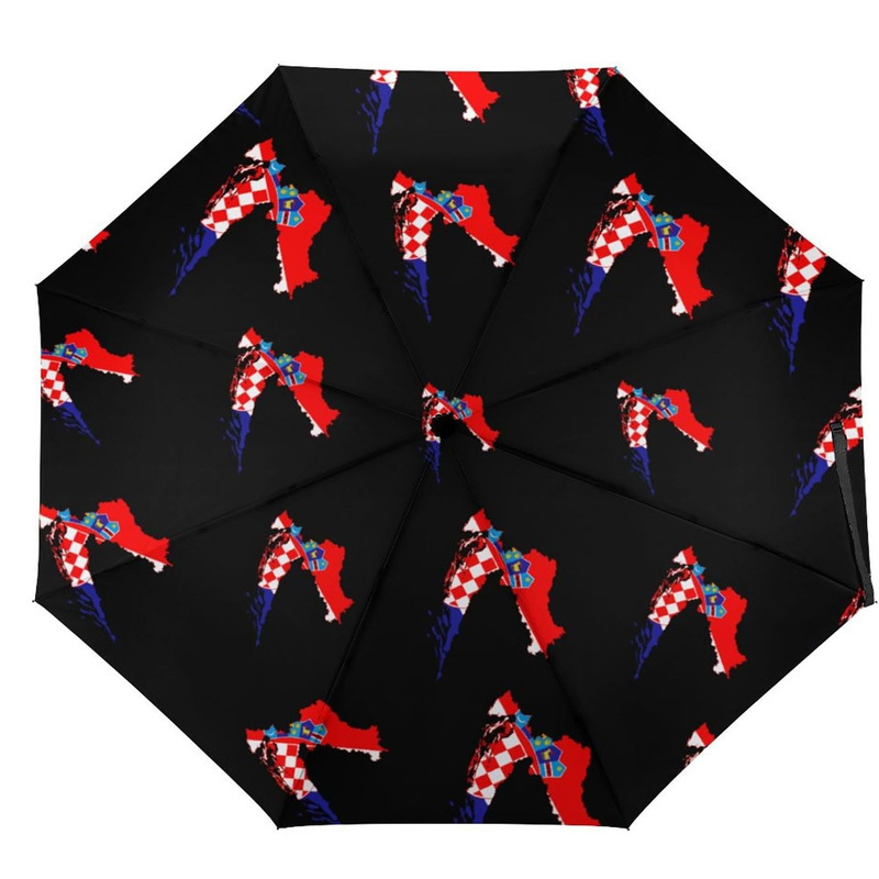 Custom Explosive Models 190T Attack Cloth Croatia Map Flag Printed Windproof Folding Umbrella