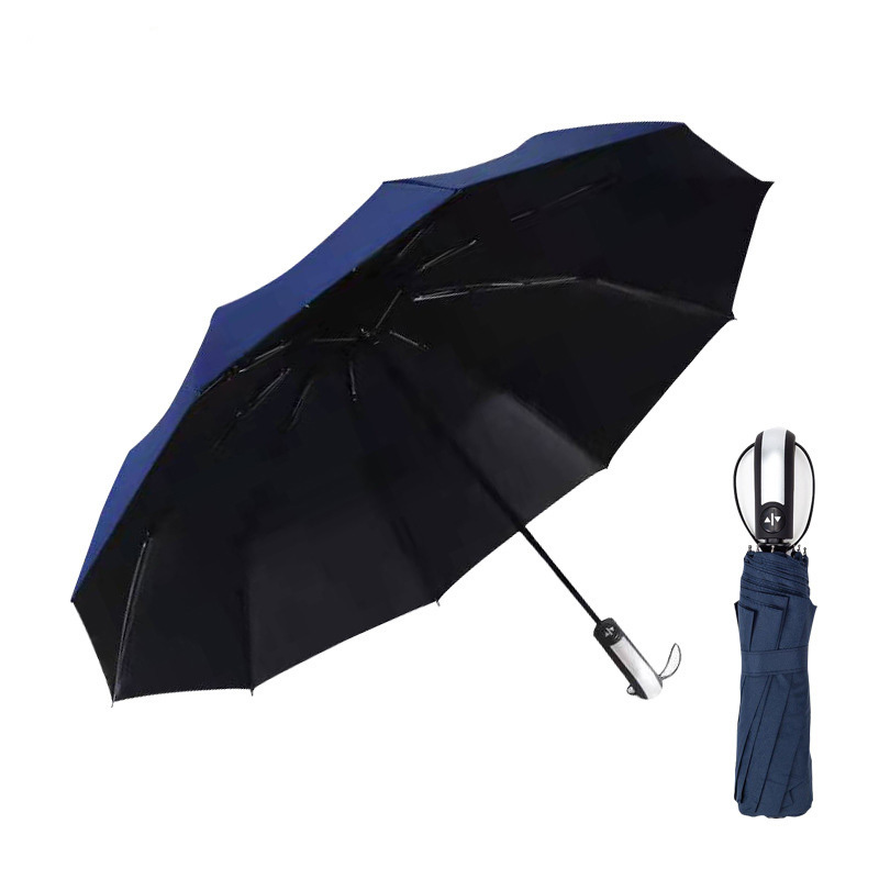 32 Bone High-End Wooden Handle Folding Uv Umbrella Men's Automatic Rain and Sunshine Umbrella with Custom Logo