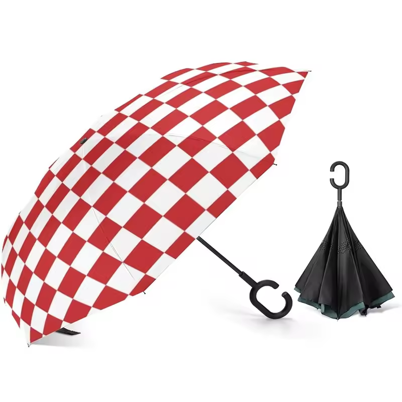 Nuoxin Wholesale Outdoor Sunshade Umbrella Uv Manual Umbrella Red and White Double Sided Umbrella