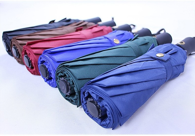 Anti Uv 3 Folding Wind Resistant Luxurious Auto Rain Sun Umbrella 8 Bone Fully Automatic Big Umbrella