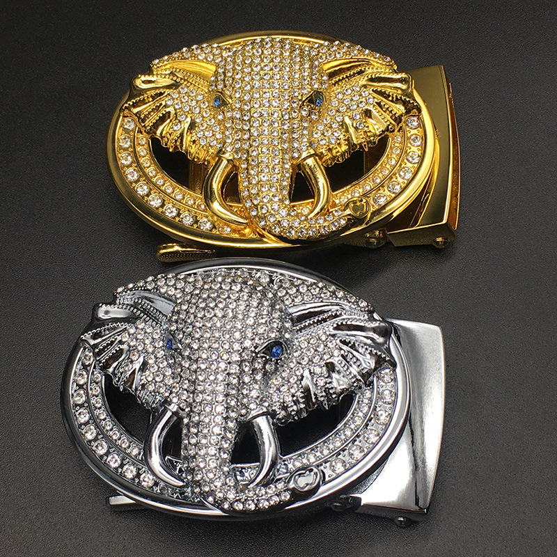 Aggressive Taurus  Golden Eagle Tiger Wolf Head Belt Buckle Men's Automatic Buckle Waist Head Zodiac Diamond