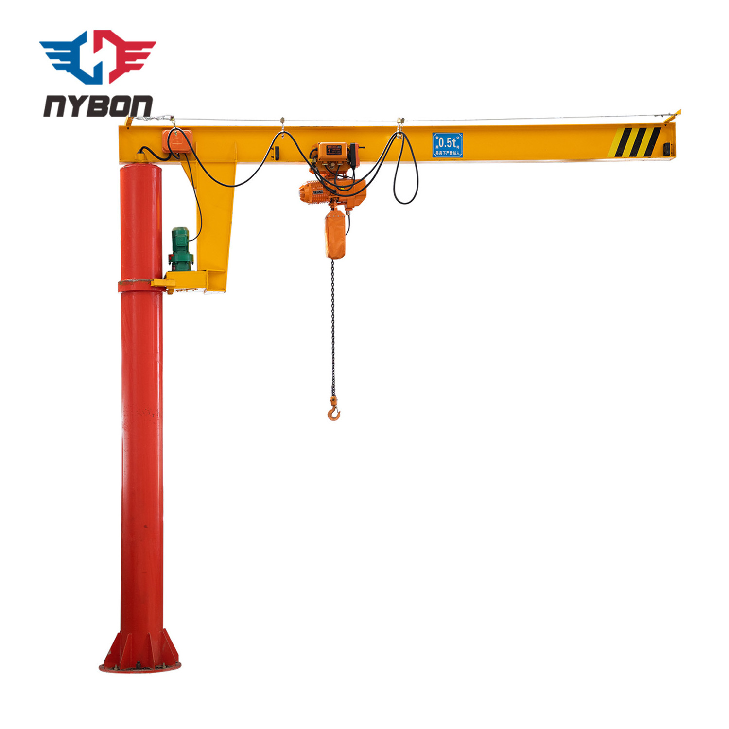 Workshop 3ton Motorized Fixed Pillar Remote Control Jib Crane with Electric Hoist