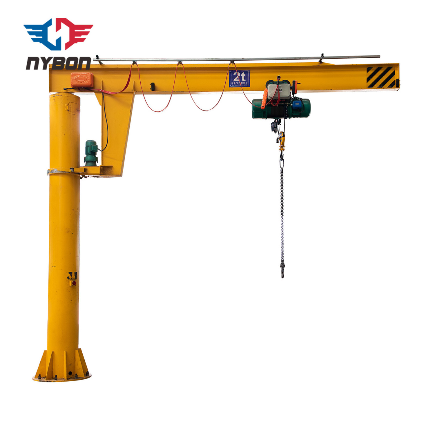 Workshop 3ton Motorized Fixed Pillar Remote Control Jib Crane with Electric Hoist