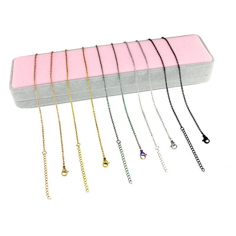 Stainless Steel 45+5cm Length Silver/Gold/Rose gold/Black Color Cross Chain 1.6mm Width Necklace Chain For Pendant