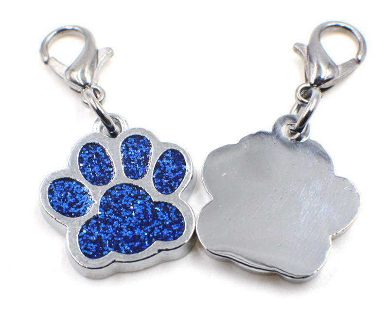 Wholesale Dog Cat Paw Charms For Jewelry Making Glitter Pendant Hang Charm With Lobster Clasp Keychain Pet Collar Accessories