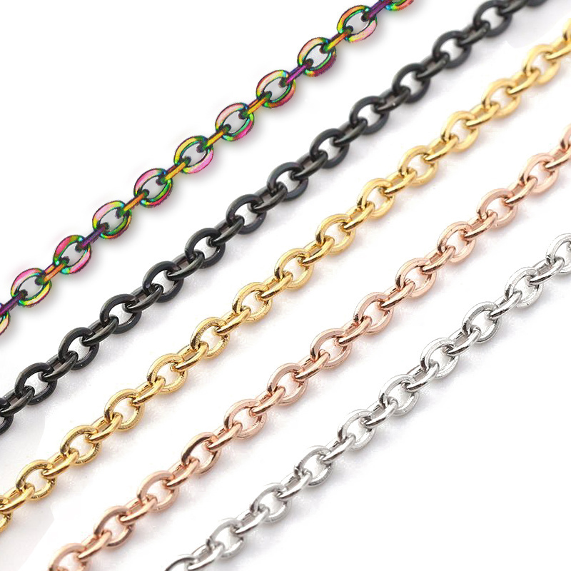 Stainless Steel 45+5cm Length Silver/Gold/Rose gold/Black Color Cross Chain 1.6mm Width Necklace Chain For Pendant