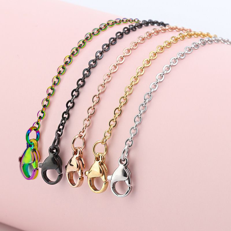 Rose Gold Black Color Stainless Steel Necklace For Women Jewelry Making 45cm With 5cm Adjustable Choker Cross Necklace Chain