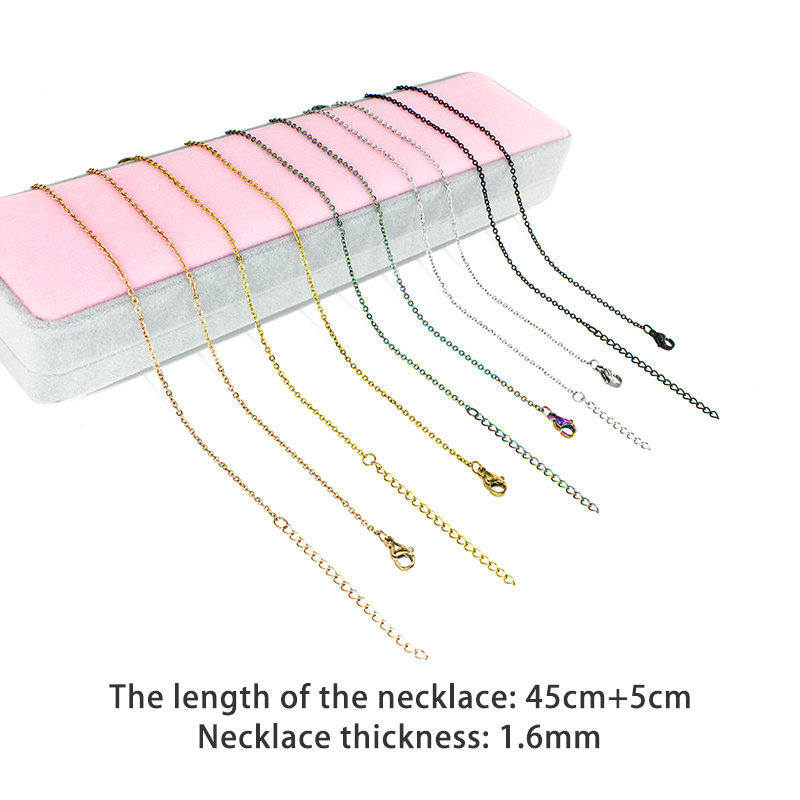 Rose Gold Black Color Stainless Steel Necklace For Women Jewelry Making 45cm With 5cm Adjustable Choker Cross Necklace Chain