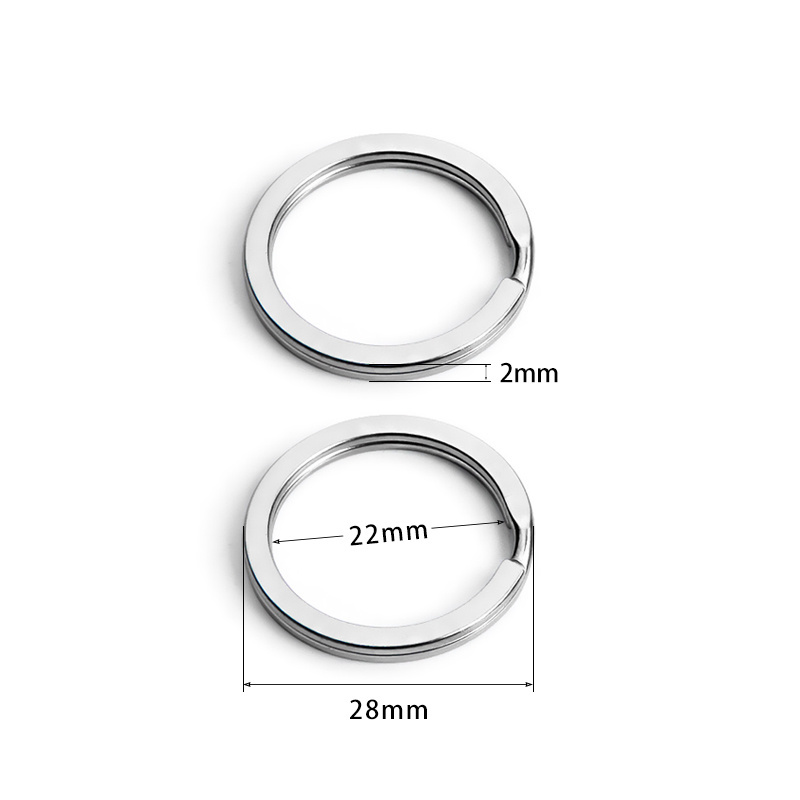 Wholesale 28/30/32mm Flat Surface Key Rings Chains Split Ring Hoop Stainless Steel Silver Double Loop Keychain