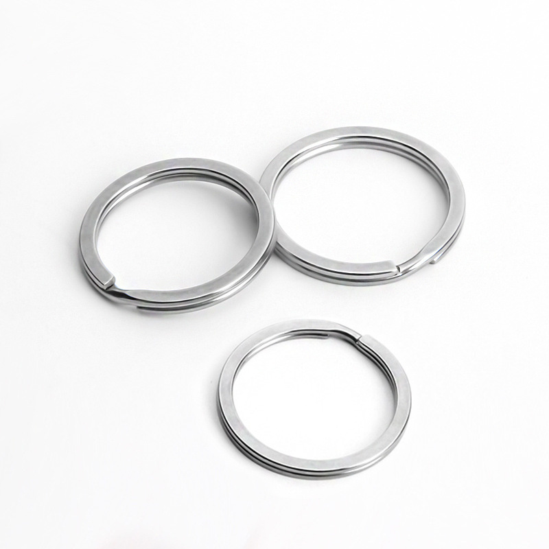 Wholesale 28/30/32mm Flat Surface Key Rings Chains Split Ring Hoop Stainless Steel Silver Double Loop Keychain