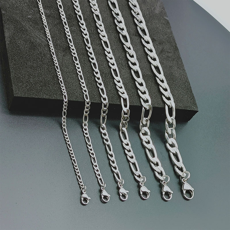 High Polishing NK Silver Color Welded Flat Cable Stainless Steel Jewelry Men Necklace Chain Jewelry