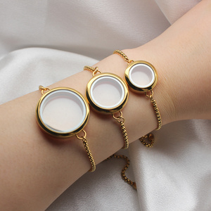 Stainless Steel + Glass Locket Bracelet 20mm 25mm 30mm Gold Color Living Memory Locket Bracelet for Charms Mini Photo