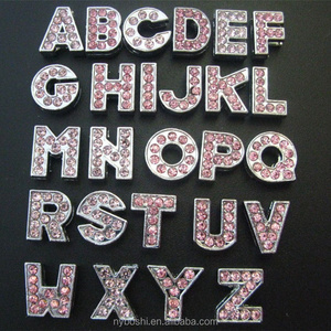 wholesale  8mm fashion alloy jewelry  crystal colorful letter alphabet slide charms accessory